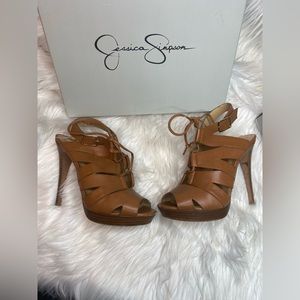 Jessica Simpson Tan Leather Heel Sandal